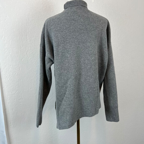Nap Loungewear Sweater Womens OS Grey Slant Turtleneck Wool Minimal Preppy - Picture 7 of 13
